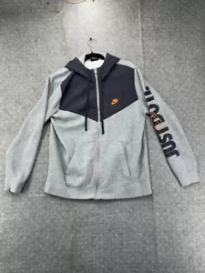 Felpa con cappuccio uomo Nike full zip Just Do It stampa manica grigio scuro erica taglia large - Foto 1 di 10