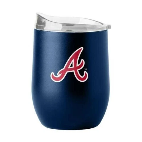 Atlanta Braves 16oz Curved Stainless Steel Travel Tumbler [NEW] MLB Mug Glass Cover