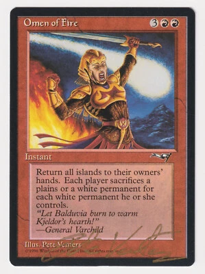 Signed Omen of Fire LP Alliances Artist Pete Venters MTG Magic Reserved List EDH - Image 1 of 2