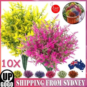 10X Bundles Artificial Flowers Plastic Fake Outdoor Plants Faux UV Resistant Hot - Picture 1 of 16