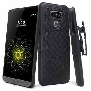 Holster Shell Hard Case Cover Belt Clip Holster Kickstand for LG G6 Plus Black - Picture 1 of 5