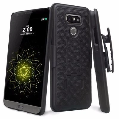 Holster Shell Hard Case Cover Belt Clip Holster Kickstand for LG G6 Plus Black - Image 1 of 4