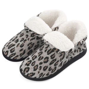 Womens Cozy Fuzzy Cotton Knit Slippers Memory Foam House Shoes Skid Snow Booties - Picture 1 of 49