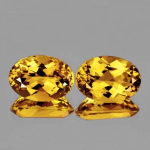 14x10mm 2 piezas Ovalado AAA Fuego Natural Intenso Oro Amarillo Citrino (Impecable-VVS) - Imagen 1 de 2