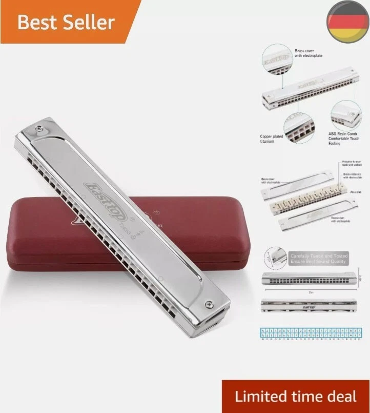 EASTTOP Tremolo Mundharmonika Tonart C 24Löcher Mundharmonika Harmonica Gift New