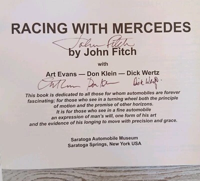 Racing With Mercedes SIGNED By John Fitch, Don Klein, Art Evans, Dick Wertz PB - Image 1 of 4