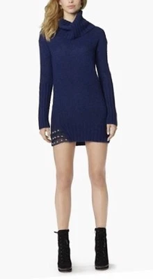 New$298 JUICY COUTURE Cowl Neck Wool/Alpaca SWEATER DRESS Rhinestone Bead Chifon - Image 1 of 4