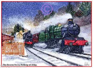 "SVR ARLEY VAPOR TRENES LOCOS NIEVE ACUARELA ARTISTAS IMPRESIÓN TARJETA DE ARTE 8""x 6"" - Imagen 1 de 1