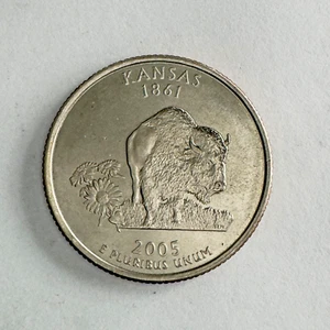 2005 D Brilliant Uncirculated Quarter, Kansas State Buffalo, As Shown - Picture 1 of 2
