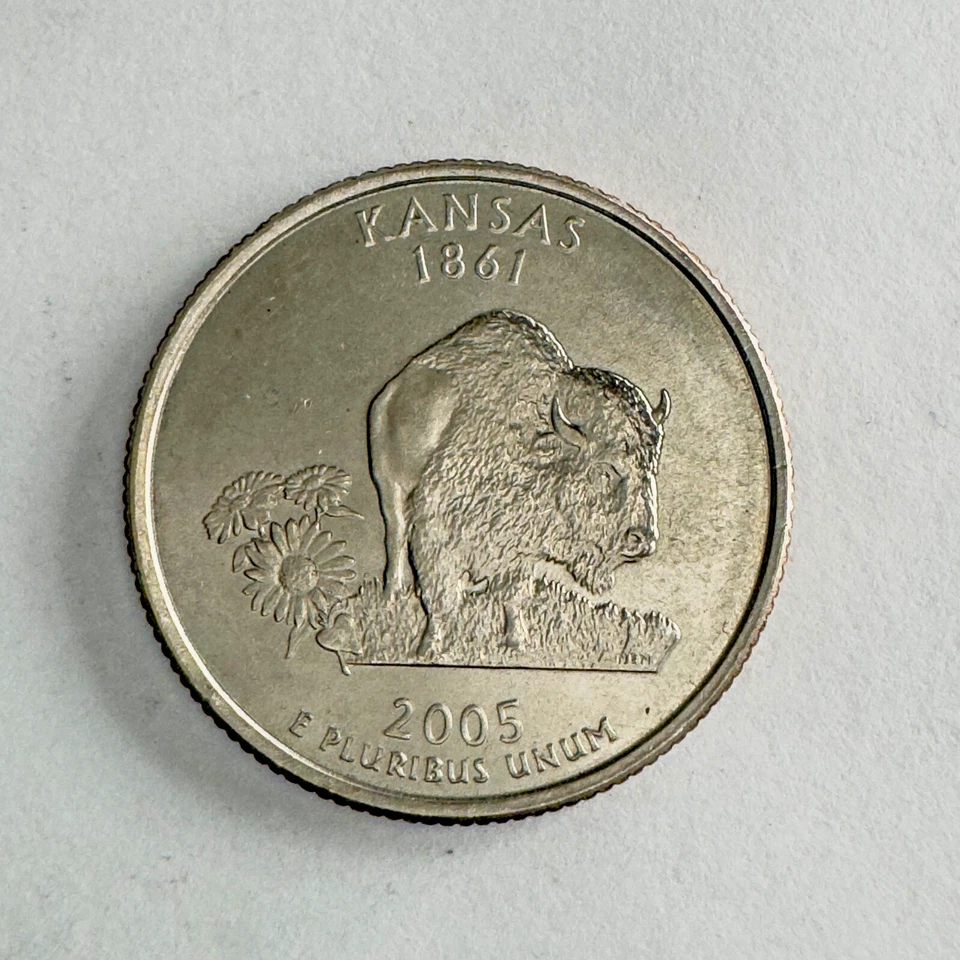 2005 D Brilliant Uncirculated Quarter, Kansas State Buffalo, As Shown - Image 1 of 2
