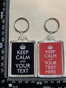 Personalisierter maßgeschneiderter Keep Calm Foto Text Geschenk Schlüsselanhänger Schlüsselanhänger 50 x 35 mm bedruckt - Bild 1 von 2