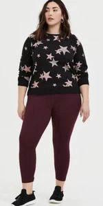 NWT Torrid Plus Size 2 2X 18/20 BLACK & PINK STARS FLEECE RAGLAN SWEATSHIRT - Picture 1 of 4