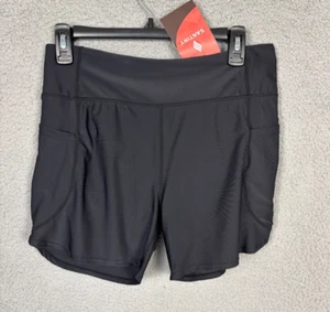 SANTINY Womens 5" High Waisted Swim Board Shorts UPF50 Tummy Control L Black NWT - Picture 1 of 7