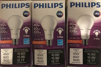 3-Philips LED 3-Way Light Bulb A21 - Soft White - 40/60/100W - Medium Base, 120v - Image 1 of 3