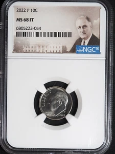2022-P NGC Graded MS68 FT (Full Torch) Roosevelt Dime #054 - Picture 1 of 2