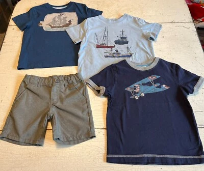 Boy's HANNA ANDERSSON/C&J Size 100 (4) T-Shirt + Gray Shorts Lot - Image 1 of 2