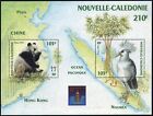 New Caledonia 688, MNH. Mi Bl.16. HONG KONG-1994. Wild life. Panda, Kagu, Map.