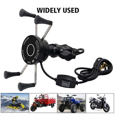 360° Rotating Wireless Qi Motorcycle Phone Holder 4 Jaw Mechanical Locking, - Image 1 of 4