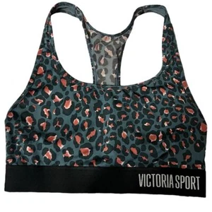 VICTORIA’S SECRET Sports Bra Racer Back Fitness Top Leopard Black, Size XS - Picture 1 of 7