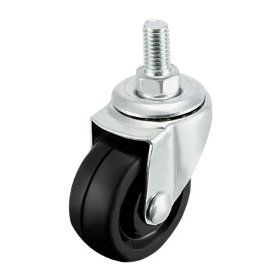 METALLIXITY 10 Pcs Swivel Casters 1.5 Inch Solid Rubber M8x15mm Screw Threaded Caster Wheels