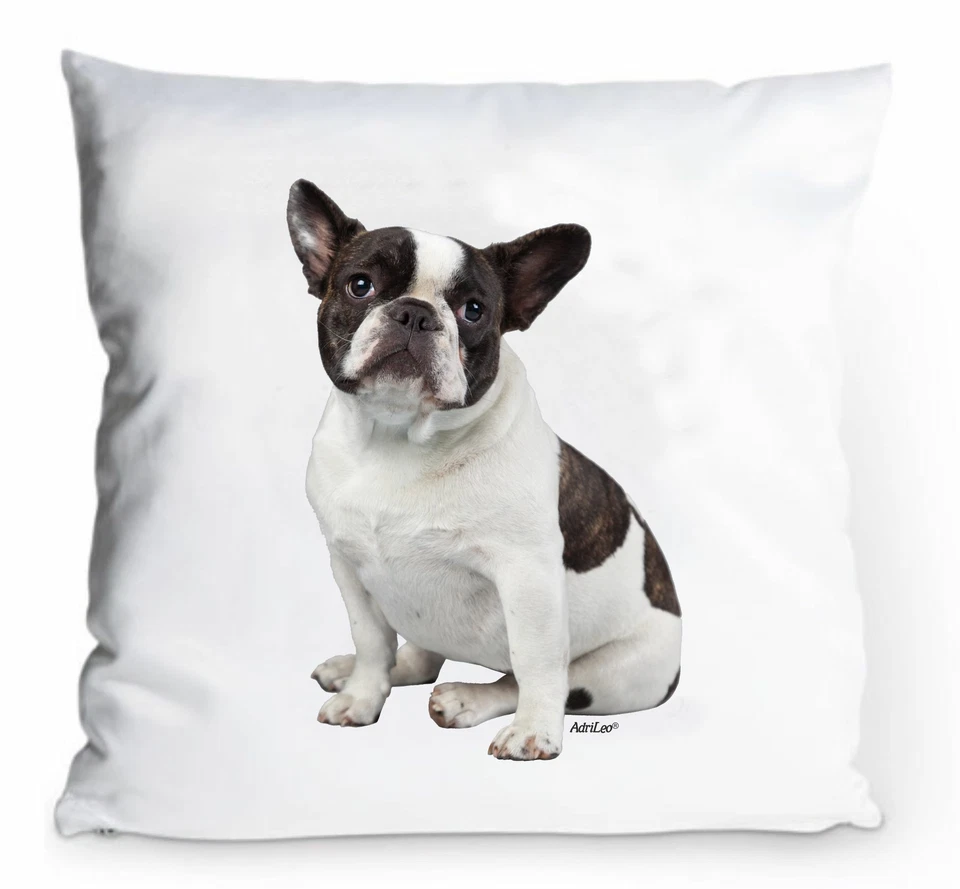ADRILEO® Kissenbezug 40x40cm - französische Bulldogge - schwarz/ weiß Hund Portrait Deko