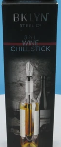 BKLYN STEEL Co Stainless Steel 3 In 1 Wine Chiller Stick 12.4" X 0.98" Diameter - Picture 1 of 6