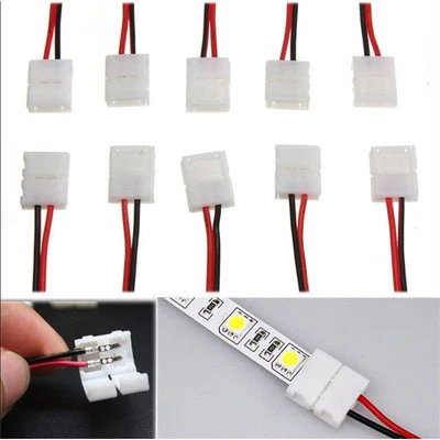 10Pcs PCB Cable 2 Pin LED Strip Connector 3528/5050 Single Color Adapter Useful# - Image 1 of 4