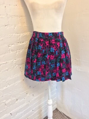Minifalda Guy Laroche Vintage Años 80 Mod Floral Lana Plisada Talla 2-4 Foto 1 de 4