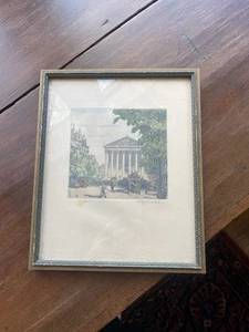 VINTAGE TAVIK FRANTISEK SIMON COLORED ETCHING "RUE ROYALE ET LA MADELEINE" 78 - Picture 1 of 10