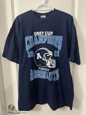 Toronto Argonauts 1991 Grey Cup Champions Vintage CFL T-Shirt XL Waves 90s - Image 1 of 4