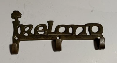 Porta llaves de pared de latón macizo "Irlanda" con 3 ganchos Foto 1 de 4