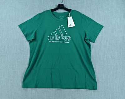 Adidas T-Shirt Women's 2XL Collegiate Green Multi Sport Logo Tee Regular Fit NWT - Image 1 of 4