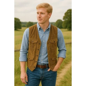 Daniel Cremieux Corduroy Vest Sz Lg Mens Town and Country Academia Grandpacore - Picture 1 of 10