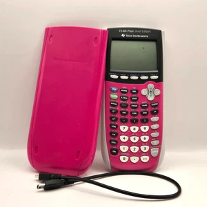 TI-84 Plus Silver Edition Pink Graphing Calculator W/ Cable & Cover Tested - Picture 1 of 11