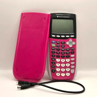 TI-84 Plus Silver Edition Pink Graphing Calculator W/ Cable & Cover Tested - Image 1 of 4