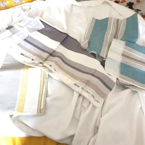 John Lewis Stoffreste x 7 Alvar Baumwolle Leinen Streifen - Bild 1 von 10