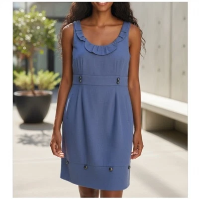 ANTHROPOLOGIE Retro Twee Moulinette Souers wool blend slate blue dress size 12 - Image 1 of 4