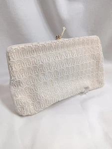 Vintage Walborg Estelle Beaded Clutch Purse Alabaster Hand Made Belgium - Picture 1 of 14