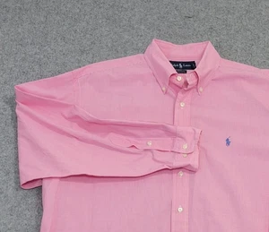 Ralph Lauren Shirt Mens XL 17.5 Pink Gingham Check Button Down Yarmouth - Picture 1 of 20