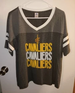 NBA Cleveland Cavaliers V Neck Ring Neck Gray T-Shirt Sz Women's 2XL EUC - Picture 1 of 3