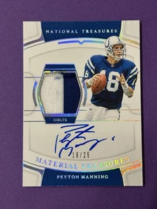 2021 NATIONAL TREASURES PEYTON MANNING 2 COLOR PATCH AUTO MATERIAL TREASURES /25 - Picture 1 of 2