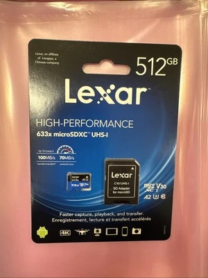 Genuine Lexar High-Performance 633x 512GB microSD Flash Card LSDMI512BBNL633A - Image 1 of 3