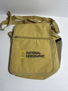 National Geographic Tote Bag Cross Body Bag Khaki 2 zip pocket, hook Loop - Picture 1 of 7