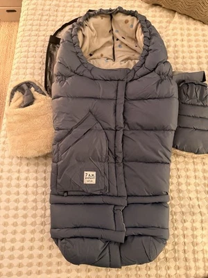 Manta para cochecito 7AM azul ceniza 212 Evolution con guantes a juego Foto 1 de 3