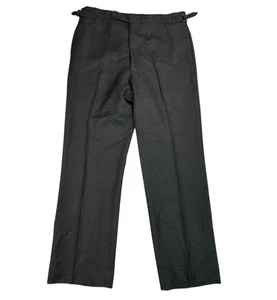 HUSBANDS PARIS dunkelgrau gerade Mid Fresco Wollhose 33" verstellbare Schnalle - Bild 1 von 22