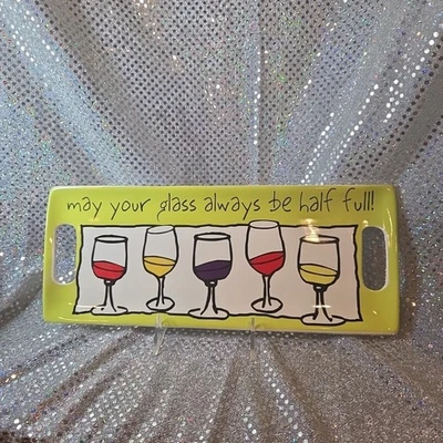 MUD PIE "May Your Glass Always  Be Half Full"  Happy Hour Wine Appetizer Tray  - Image 1 of 4