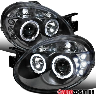 Fit 2003 2004 2005 Dodge Neon Black LED Halo Projector Headlights Left+Right - Image 1 of 4