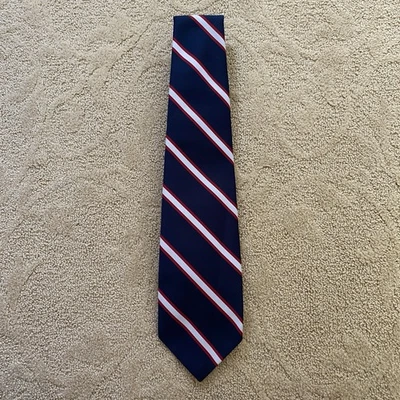 Corbata Rossall School Lancashire Azul Marino Rojo Blanco Rayas 4Wx54L Clásica Inglés Foto 1 de 4