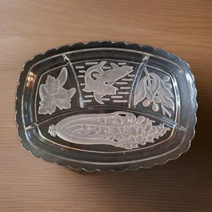 Indiana Glas Relish Schale rechteckig geteilt Servieren geätzt mattiertes Design... - Bild 1 von 8