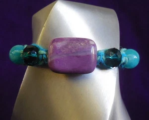 Purple Jasper Hemp Bracelet Anklet Adjustable Jewelry with Quartzite Stone Beads - Picture 1 of 7